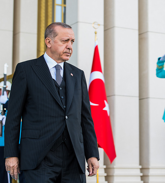 Erdogan passe devant la garde en file derrière lui