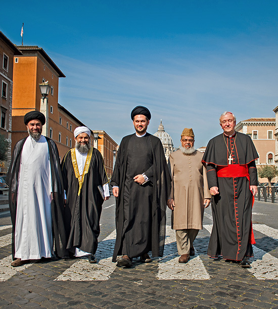 Le cardinal, à droite, avec 4 leaders musulmans à Rome