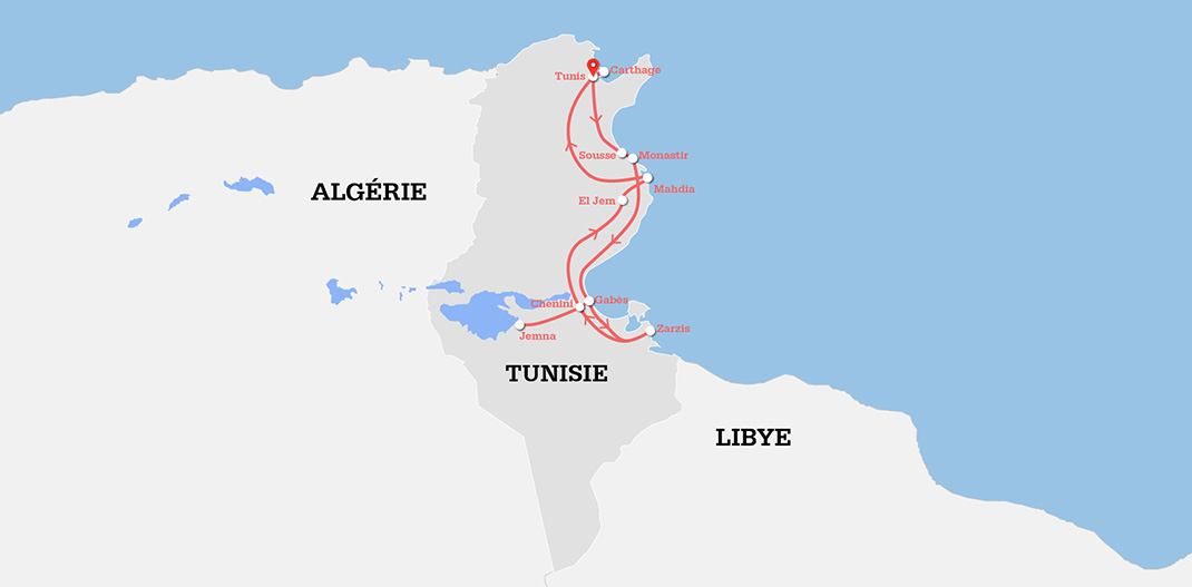 Itinéraire du voyage géopolitique en Tunisie