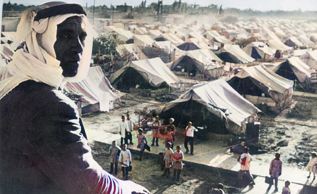 réfugié palestinien dans le camp de Jaramana à la suite de l'expulsion des Palestiniens après la création de l'état d'Israël