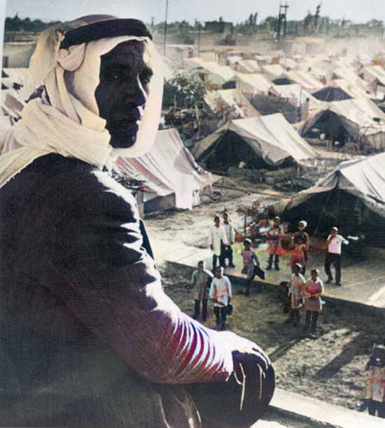 réfugié palestinien dans le camp de Jaramana à la suite de l'expulsion des Palestiniens après la création de l'état d'Israël