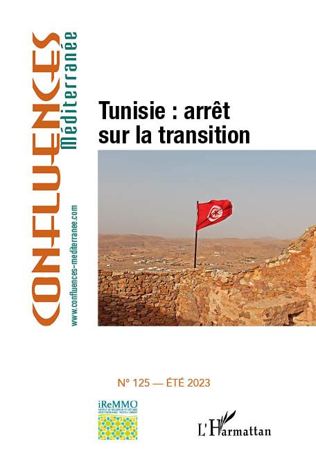 Couverture du numéro 125 de la revue Confluences Méditerranée "Tunisie: arrêt sur la transition"