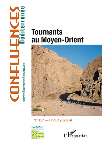 Couverture du numéro 127 de la revue Confluences Méditerranée "Tournants au Moyen-Orient" (L'harmattan, 2024)