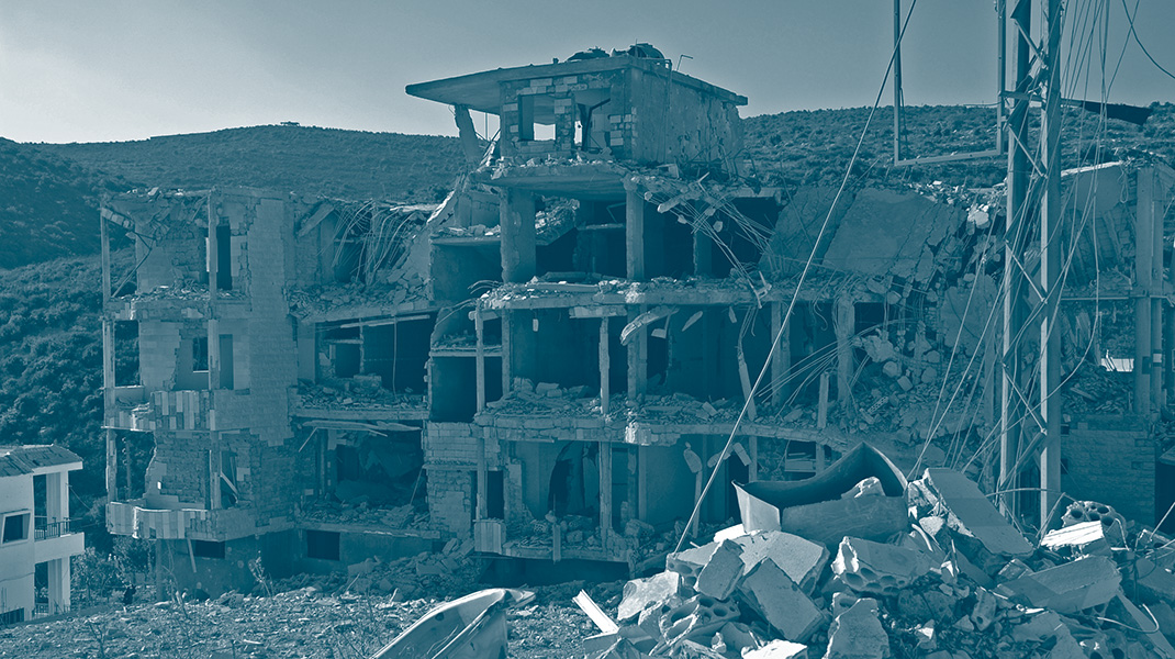 Bâtiment détruit à Siddiquine dans le Sud du Liban